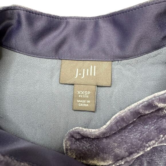 J.JILL Lavender Purple Velour Button Up Blouse Sz XXSP Petite Long Sleeve Velvet - Picture 6 of 10